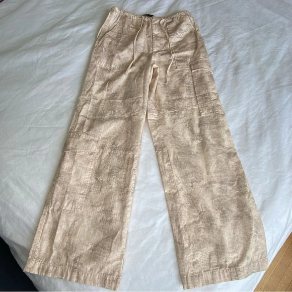 ZARA PRINTED CARGO PANTS PINK WHITE Size Small Wide Leg excellent condition - Picture 11 of 13